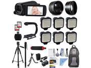 Canon VIXIA HF R700 HD Camcorder Video Camera 6 Lamps Lighting Extra Memory Action Stabilizer Case Cleaning Kit LED Video Light More Accessories B