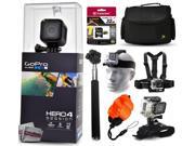 GoPro Hero 4 HERO4 Session CHDHS 101 with 32GB Ultra Memory Large Travel Case Head Chest Mount Selfie Stick Wrist Glove Floaty Strap