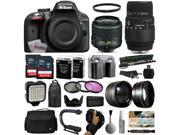 Nikon D3300 DSLR Digital Camera with 18 55mm VR II Sigma 70 300mm Lens SanDisk 128GB Memory 2 Batteries Charger LED Video Light Backpack Case Fi