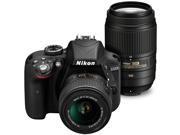 Nikon D3300 DSLR Camera 18 55mm VR II 55 300mm NIKKOR Lens 64GB Memory Card 10PC Accessory Bundle Kit Black