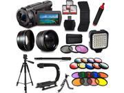 Sony FDR AX53 4K HD Handycam Camcorder Video Camera Tripod Monopod Light Bag Case Lense Mega Accessories Bundle Kit