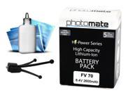 Photomate NP FV70 2600mAh Battery for Sony HDR XR160 XR350 XR550 PJ650V PJ710V Video Camera Camcorder