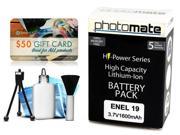Photomate EN EL19 1600mAh Battery for Nikon Coolpix S3400 S3500 S3600 S4100 S4150 Digital Camera