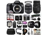 Canon EOS 60D DSLR Digital Camera with 18 55mm IS II Sigma 70 300mm Lens 128GB Memory 2 Batteries Charger LED Video Light Backpack Case Filters