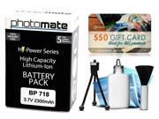 Photomate BP718 BP 718 2300mAh Battery for Canon HF R30 R32 R36 R38 R300 R306 R40 Video Camera Camcorder