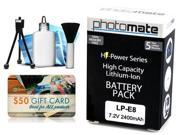 Photomate LPE8 LP E8 2400mAh Battery for Canon EOS 550D 600D 650D 700D DSLR SLR Digital Camera