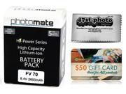 Photomate NP FV70 2600mAh Battery for Sony HDR PJ320 PJ340 PJ380 PJ390 PJ420 PJ430 Video Camera Camcorder