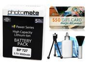 Photomate BP727 BP 727 3500mAh Battery for Canon HFM50 HFM500 HFM52 HFM56 HFM506 Video Camera Camcorder