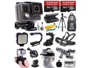 GoPro HD HERO Waterproof Action Camera Camcorder CHDHA 301 with 64GB MicroSD Card Car Charger LED Night Video Light Head Strap Travel Case Stabilize