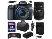 Canon EOS 70D Digital SLR Camera with 18 135mm STM and Sigma 70 300mm f 4 5.6 DG Macro Lens includes 16GB Memory Large Case Extra Battery Travel Charger