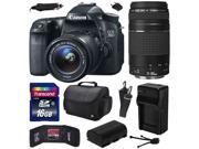 Canon EOS 70D Digital SLR Camera with 18 55mm STM and EF 75 300mm f 4 5.6 III Lens includes 16GB Memory Large Case Extra Battery Travel Charger Memory C
