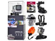 GoPro Hero 4 HERO4 Black CHDHX 401 with 64GB Ultra Memory Suction Cup Mount Headstrap Chest Harness Hand Wrist Glove Floaty Strap