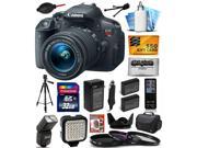 Canon EOS Rebel T5i Digital SLR with 18 55mm STM Lens with 32GB Memory Large Case Tripod Flash LED Video Light Two Batteries Charger Lens Hood UV CPL FL