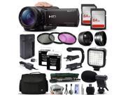 Sony HDR CX900 Full HD Handycam Camcorder Video Camera 128GB Memory Travel Charger 3 Filters 2 Batteries Opteka X Grip LED Light Microphone Mono