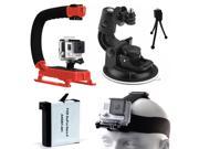 Stabilizer Grip Red Car Mount Battery Head Strap for GoPro HERO4 Hero 4