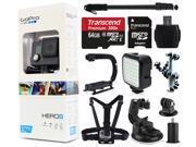 GoPro HERO Camera Camcorder CHDHC 101 with 64GB MicroSD Card Selfie Stick Monopod Opteka X Grip Action Stabilizer LED Video Light Chest Strap Car D