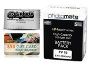 Photomate NP FV70 2600mAh Battery for Sony HDR PJ510 PJ540 PJ810 XR150 XR155 Video Camera Camcorder
