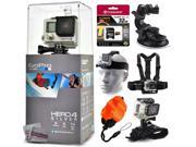 GoPro Hero 4 HERO4 Silver CHDHY 401 with 32GB Ultra Memory Suction Cup Mount Headstrap Chest Harness Hand Wrist Glove Floaty Strap
