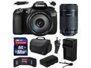 Canon EOS 60D 18 MP CMOS Digital SLR Camera with EF S 18 200mm f 3.5 5.6 IS and EF S 55 250mm f 4 5.6 IS STM Lens with 32GB Memory Large Case Extra Battery