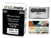 Photomate EN EL19 1600mAh Battery for Nikon S32 S100 S2500 S2600 S2700 S2750 Digital Camera