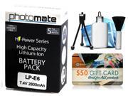 Photomate LPE6 LP E6 2800mAh Battery for Canon EOS 6D 7D 7D Mark 2 II 60D 60Da DSLR SLR Digital Camera