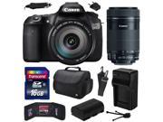 Canon EOS 60D 18 MP CMOS Digital SLR Camera with EF S 18 200mm f 3.5 5.6 IS and EF S 55 250mm f 4 5.6 IS STM Lens with 16GB Memory Large Case Extra Battery