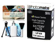 Photomate LPE6 LP E6 2800mAh Battery for Canon EOS 5DMark2 5DMark3 5D Mark 2 3 DSLR SLR Digital Camera