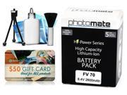 Photomate NP FV70 2600mAh Battery for Sony DCR PJ5 SR15 SR20 SR21 SR68 SR78 SR88 Video Camera Camcorder
