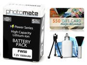 Photomate NP FW50 1500mAh Battery for Sony Alpha A3000 A3500 A5000 A5100 A6000 DSLR SLR Digital Camera