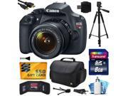 Canon EOS Rebel T5 1200D EF S 18 55mm IS II Digital SLR Kit includes 8GB Memory Large Case Tripod Card Reader Card Wallet HDMI Mini Cable Cleaning