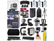 GoPro Hero 4 HERO4 Black CHDHX 401 with 96GB Memory 3x Batteries Travel Charger Backpack 60? Tripod Head Chest Strap Suction Cup Hand Glove LED