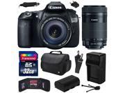 Canon EOS 60D 18 MP CMOS Digital SLR Camera with 18 135mm f 3.5 5.6 IS UD and EF S 55 250mm f 4 5.6 IS STM Lens with 32GB Memory Large Case Extra Battery
