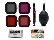 Scuba and Snow Filter Kit Red Purple Pink Gray with Lens Brush Pen Dust Blower and Microfiber Cleaning Cloth for GoPro Hero3 and Hero4 Action Cameras