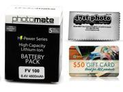 Photomate NP FV100 4800mAh Battery for Sony DCR SX53 SX63 SX65 SX83 SX85 SX44 HC9 Video Camera Camcorder