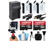 96GB Memory 3 Battery Charger Grip Cleaning Kit for GoPro HERO4 Hero 4