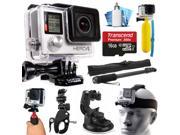 GoPro HERO4 Hero 4 Black Edition 4K Action Camera Camcorder with 16GB MicroSD Card Selfie Stick Handlebar Mount Windshield Suction Cup Helmet Strap Floatin