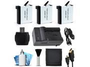 3x Batteries Home Travel Charger HDMI Wallet for GoPro HERO4 Hero 4