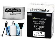 Photomate NP FV70 2600mAh Battery for Sony HDR CX380 CX390 CX400 CX410 CX430 CX510 Video Camera Camcorder
