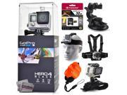 GoPro Hero 4 HERO4 Black CHDHX 401 with 32GB Ultra Memory Suction Cup Mount Headstrap Chest Harness Hand Wrist Glove Floaty Strap