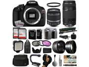 Canon T5 DSLR Digital Camera with 18 55mm IS II 75 300mm USM Lens 128GB Memory 2 Batteries Charger LED Video Light Backpack Case Filters Auxil