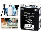 Photomate LPE6 LP E6 2800mAh Battery for Canon EOS 5D Mark II III 5DM2 5DM3 70D DSLR SLR Digital Camera