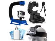 Opteka xGrip Stabilizing Action Grip Handle Handheld Holder Blue Car Mount Head Band Helmet Harness Strap Mount Mini Tripod Dust Removal Cleaning Care Kit