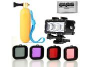 Opteka Floating Hand Grip Waterproof LED Flash Light Scuba 4PC Filter For GoPro HERO4 HERO3 Black Silver and Similar Action Cameras