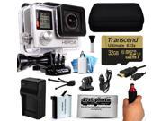 GoPro Hero 4 HERO4 Black Edition 4K Action Camera Camcorder with 32GB Best Value Kit with MicroSD Card Hand Grip Extra Battery Home and Car Charger Medium C