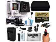 GoPro Hero 4 HERO4 Black Edition 4K Action Camera Camcorder with 64GB Accessory Kit with MicroSD Card Hand Grip Extra Battery Home and Car Charger Medium Ca