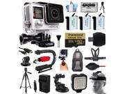 GoPro Hero 4 HERO4 Black Edition 4K Action Camera Camcorder with 32GB MicroSD 3x Battery Charger Backpack Chest Harness Handle Tripod Car Mount LED Ligh