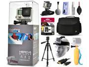 GoPro Hero 4 HERO4 Silver CHDHY 401 with 32GB Ultra Memory Large Padded Case 60? Pro Series Tripod Headstrap Mount Floaty Bobber HDMI Cable Wrist Gl