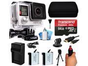 GoPro HERO4 Hero 4 Silver Edition 4K Action Camera Camcorder with 64GB MicroSD Card Stabilization Hand Grip 2x Batteries Home and Car Charger Medium Case H