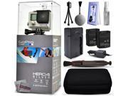 GoPro Hero 4 HERO4 Silver CHDHY 401 with Two Extra Batteries Travel Charger Premium Case Lens Cleaning Pen Cleaning Kit