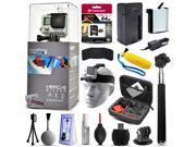 GoPro Hero 4 HERO4 Silver CHDHY 401 with 64GB Ultra Memory Premium Case Extra Battery Travel Charger Selfie Stick Head Strap Floaty Bobber MicroSD